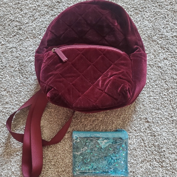 Target Burgundy Quilted Mini Backpack With FREE Gifts! - Picture 1 of 8